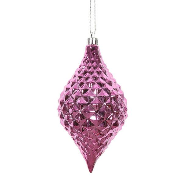 6" Pink Shiny Diamond Drop Ornament (4 pack)