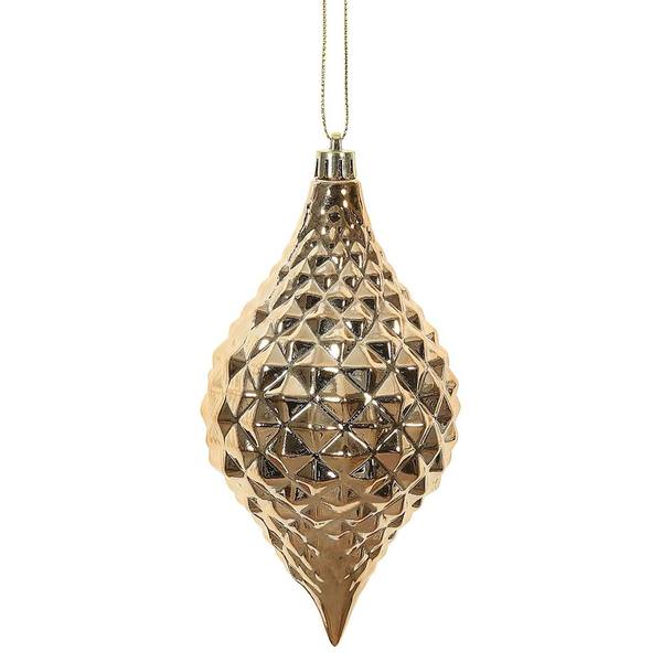6" Cafe Latte Shiny Diamond Drop Ornament (4 pack)