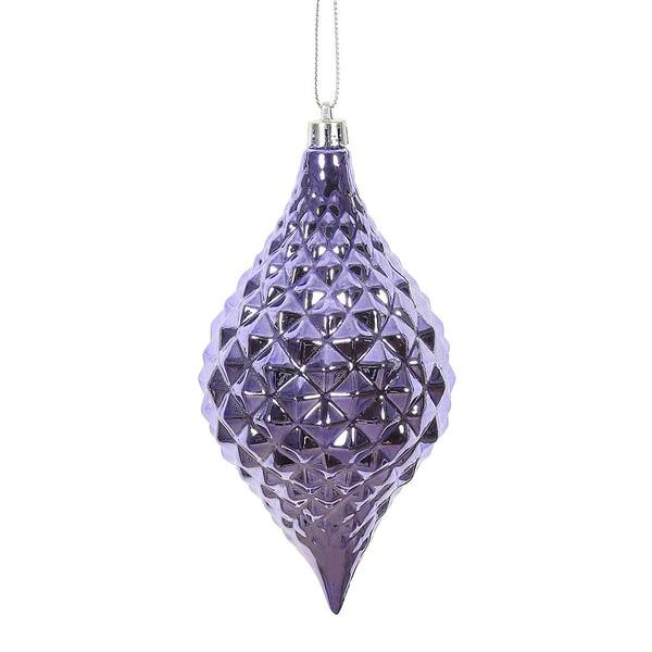 6" Lavender Shiny Diamond Drop Ornament (4 pack)