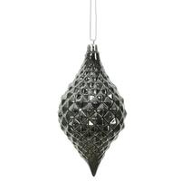 Vickerman 6" Pewter Shiny Diamond Drop Ornament (4 pack)