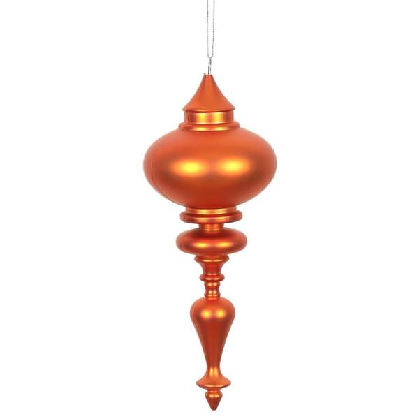 8.7" Burnished Orange Matte Finial Ornament (3 pack)