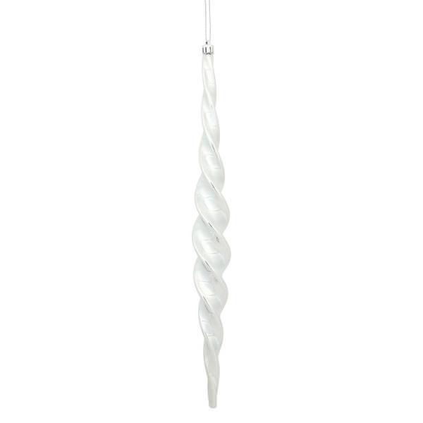 14.6" Silver Shiny Spiral Icicle Ornament (2 pack)
