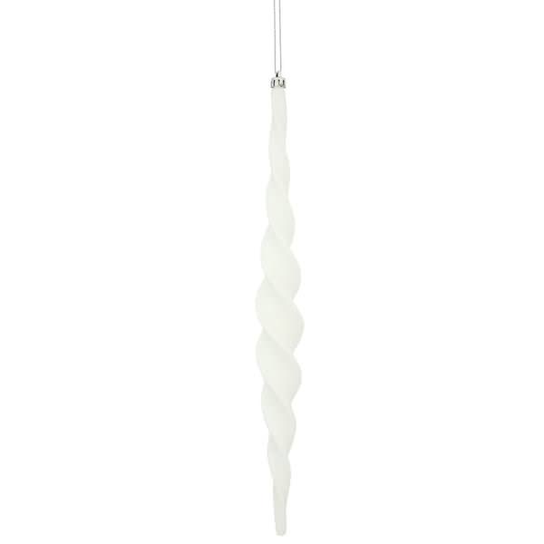 14.6" White Shiny Spiral Icicle Ornament (2 pack)