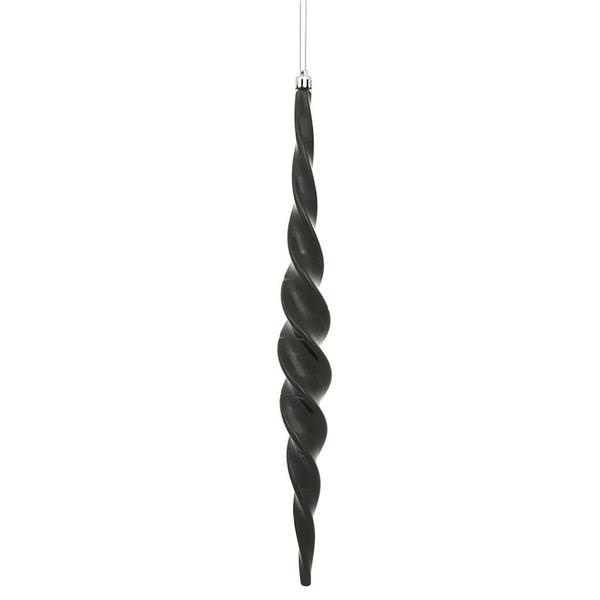 14.6" Black Shiny Spiral Icicle Ornament (2 pack)