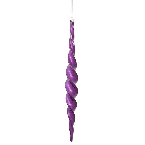 14.6" Plum Shiny Spiral Icicle Ornament (2 pack)