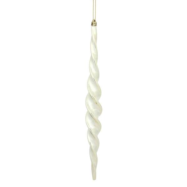14.6" Champagne Shiny Spiral Icicle Ornament (2 pack)