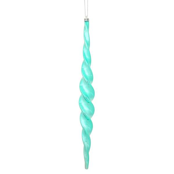 14.6" Teal Shiny Spiral Icicle Ornament (2 pack)