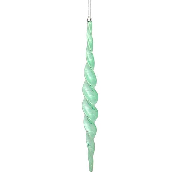 14.6" Seafoam Shiny Spiral Icicle Ornament (2 pack)