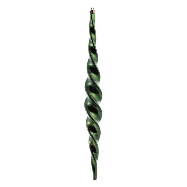 14.6" Moss Green Shiny Spiral Icicle Ornament (2 pack)