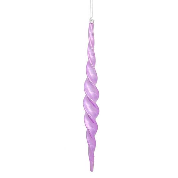 14.6" Orchid Shiny Spiral Icicle Ornament (2 pack)