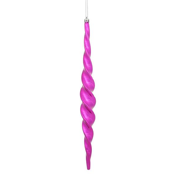 14.6" Fuchsia Shiny Spiral Icicle Ornament (2 pack)