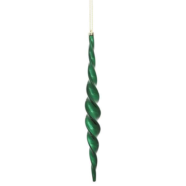 14.6" Midnight Green Shiny Spiral Icicle Ornament (2 pack)