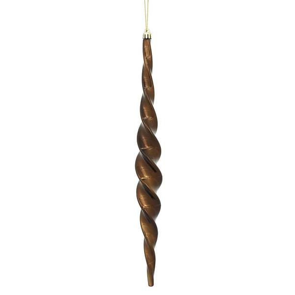 14.6" Chocolate Shiny Spiral Icicle Ornament (2 pack)