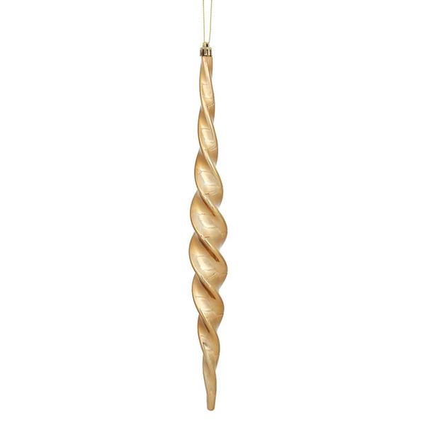 14.6" Mocha Shiny Spiral Icicle Ornament (2 pack)