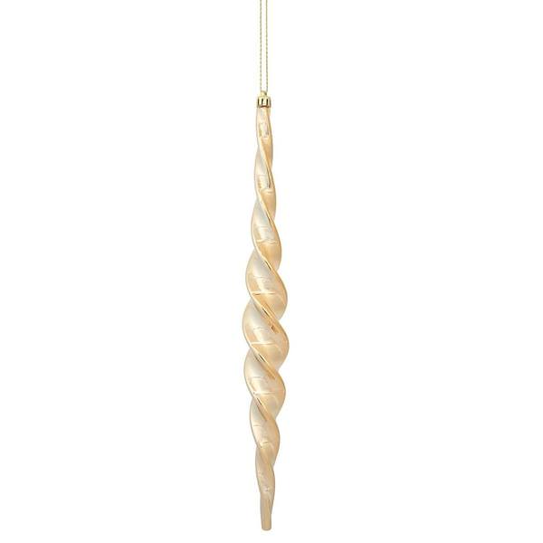 14.6" Cafe Latte Shiny Spiral Icicle Ornament (2 pack)