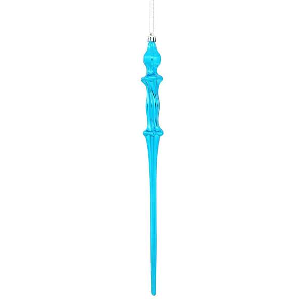 15.7" Turquoise Shiny Icicle Ornament (3 pack)