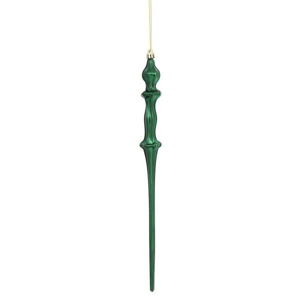15.7"  Midnight Green Shiny Icicle Ornament (3 pack)