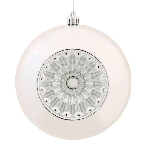 4.75" Silver Shiny Star Brite Ball Ornament (4 pack)