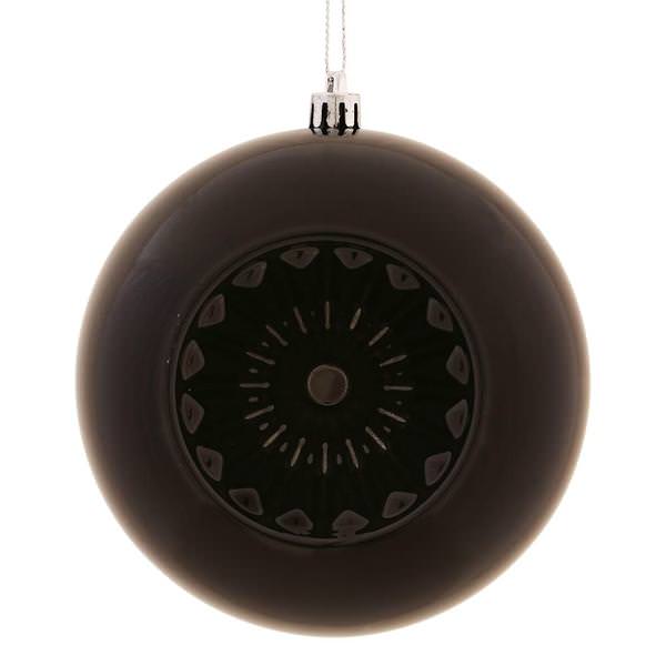 4.75" Black Shiny Star Brite Ball Ornament (4 pack)