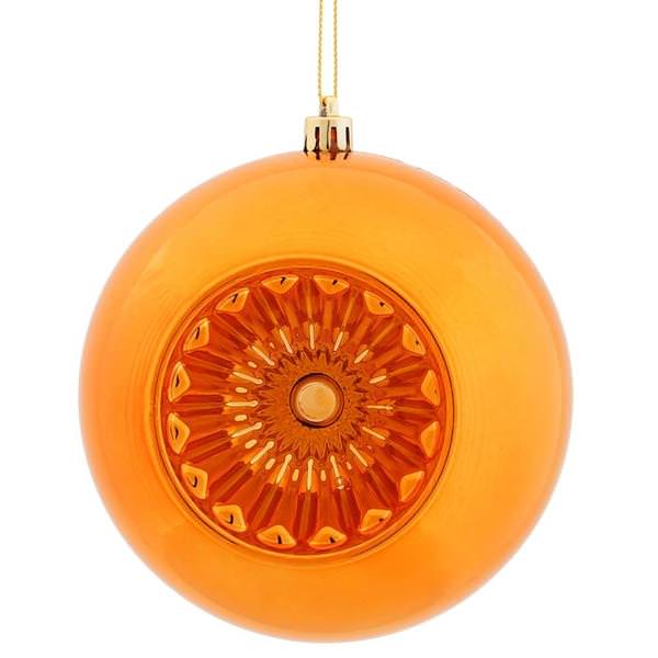 4.75" Burnished Orange Shiny Star Brite Ball Ornament (4 pack)