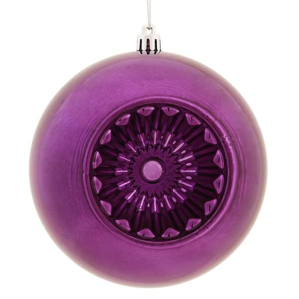 4.75" Plum Shiny Star Brite Ball Ornament (4 pack)
