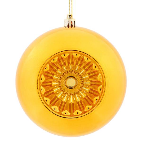 4.75" Antique Gold Shiny Star Brite Ball Ornament (4 pack)