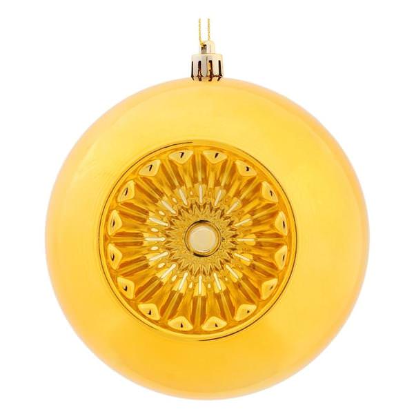 4.75" Honey Gold Shiny Star Brite Ball Ornament (4 pack)