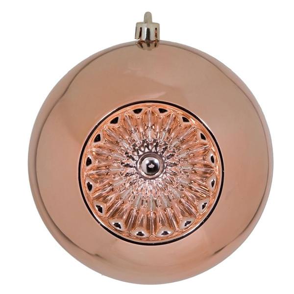 4.75" Rose Gold Shiny Star Brite Ball Ornament (4 pack)