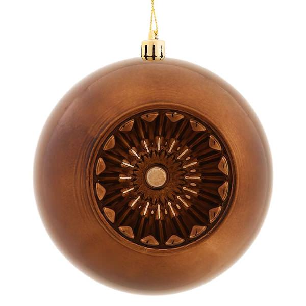 4.75" Chocolate Shiny Star Brite Ball Ornament (4 pack)