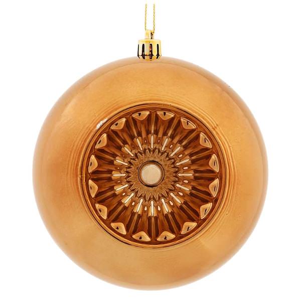 4.75" Mocha Shiny Star Brite Ball Ornament (4 pack)