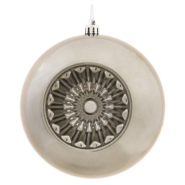 4.75" Pewter Shiny Star Brite Ball Ornament (4 pack)
