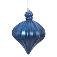 Vickerman 6" Blue Matte Onion Drop Ornament (4 pack)