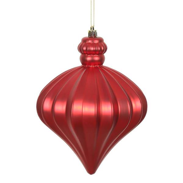 6" Red Matte Onion Drop Ornament (4 pack)