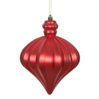 View 6" Red Matte Onion Drop Ornament (4 pack)