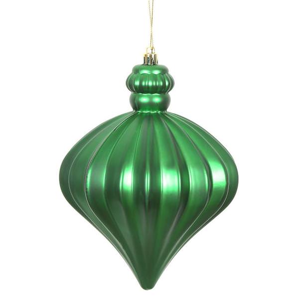6" Green Matte Onion Drop Ornament (4 pack)
