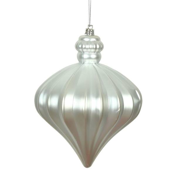 6" Silver Matte Onion Drop Ornament (4 pack)