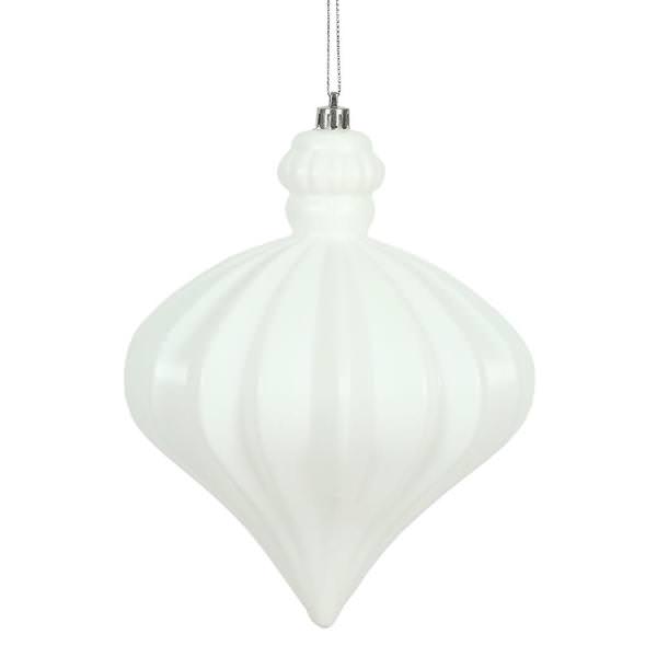 6" White Matte Onion Drop Ornament (4 pack)