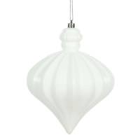 Vickerman 6" White Matte Onion Drop Ornament (4 pack)
