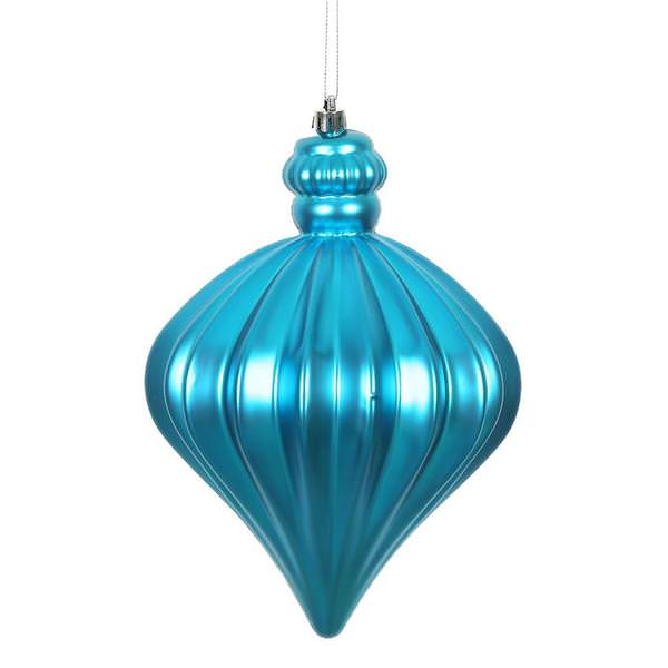 6" Turquoise Matte Onion Drop Ornament (4 pack)