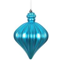 Vickerman 6" Turquoise Matte Onion Drop Ornament (4 pack)