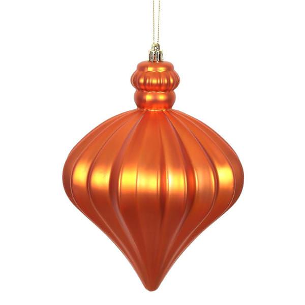 6" Burnished Orange Matte Onion Drop Ornament (4 pack)