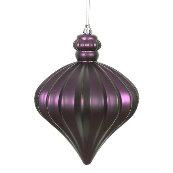 6" Plum Matte Onion Drop Ornament (4 pack)