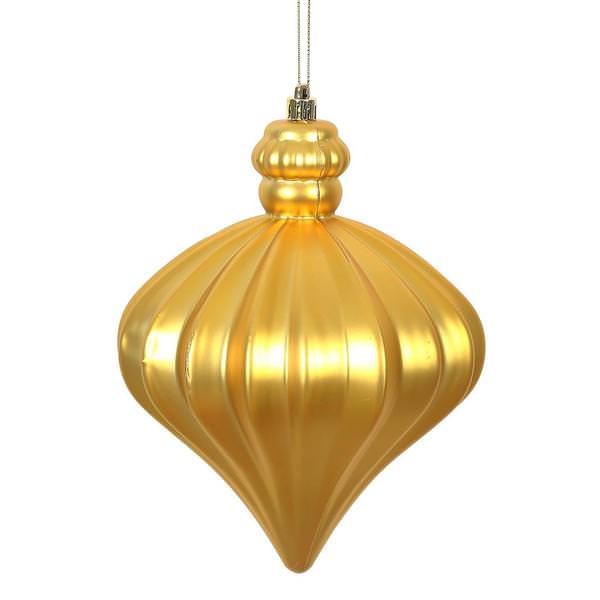 6" Honey Gold Matte Onion Drop Ornament (4 pack)