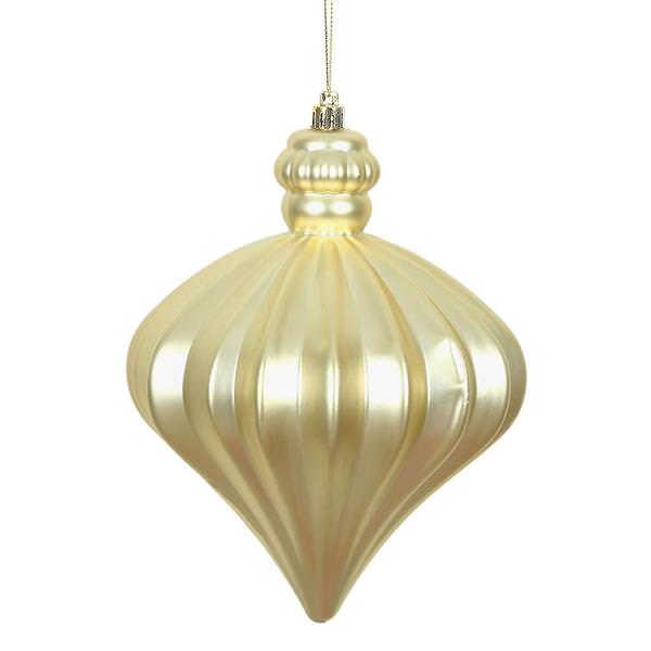 6" Champagne Matte Onion Drop Ornament (4 pack)