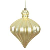 Vickerman 6" Champagne Matte Onion Drop Ornament (4 pack)