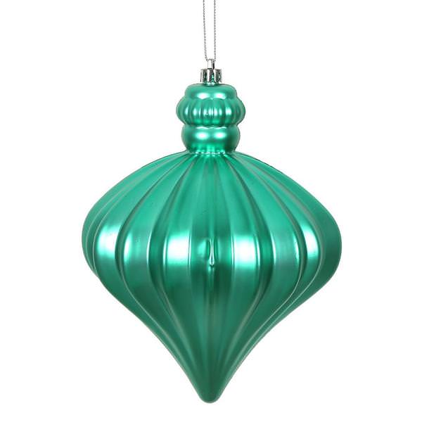 6" Teal Matte Onion Drop Ornament (4 pack)