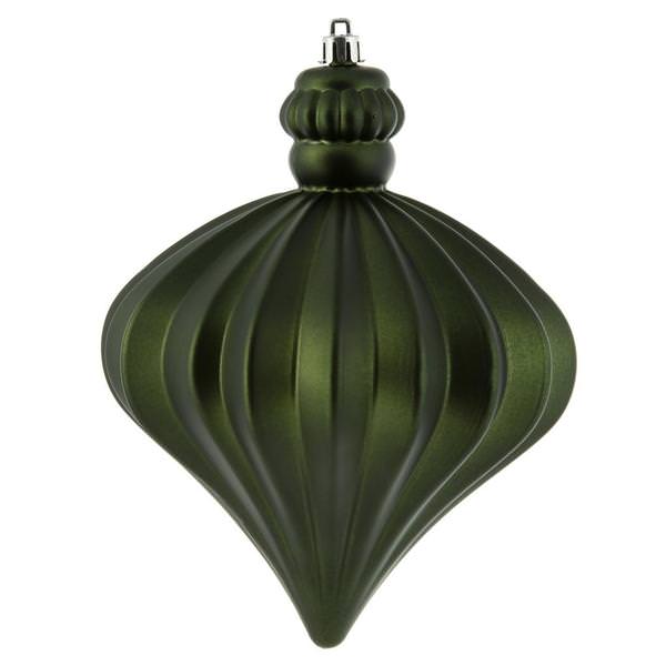 6" Moss Green Matte Onion Drop Ornament (4 pack)