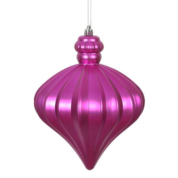 6" Fuchsia Matte Onion Drop Ornament (4 pack)