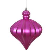 View 6" Fuchsia Matte Onion Drop Ornament (4 pack)