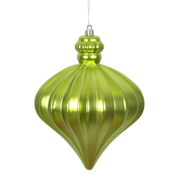 6" Lime Matte Onion Drop Ornament (4 pack)